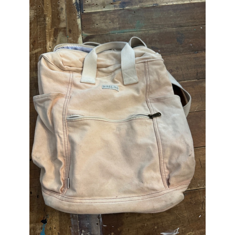 Birdling Canvas Backpack Blush Pink Seersucker Lining Travel Diaper Bag